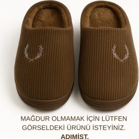 Resim Adımist Erkek Kışlık Yumuşak Kadife Içi Fitilli Gondol Kürklü Ev Terliği (1 Beden Büyük Tercih Ediniz.) 