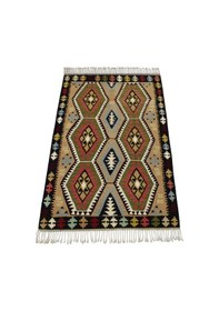 Resim Kilim Antik El Dokuma Lüks Kula İzmir Yün Kilimi 0146 - Yeni - Çok Renkli 