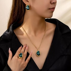 Resim Kadınlar için Vintage Bohemian Yeşil İmitasyon İnci Takı Seti - Zarif Kolye, Küpe ve Yüzük ile Altın Tonlu Aksesuarlar, Günlük Giyim veya Tatil Hediyeleri için Mükemmel, Boho Takı 