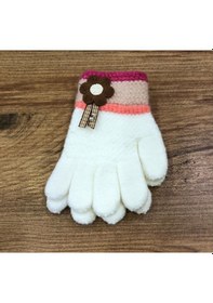 Resim Kitti 3-6 Yaş Kız Çocuk Örme Eldiven K25220-02 Ekru 