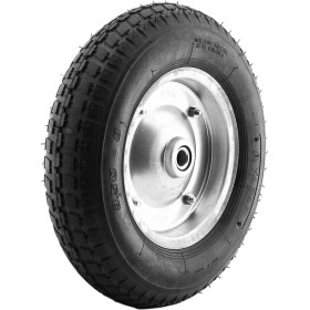 Resim Nzb Havalı Dublex El Arabası Yük Taşıma Tekeri Siboplu Bilyeli Rulmanlı 370X80 mm Çelik Jant Tekerlek 