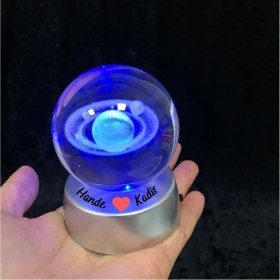 Resim Kişiye Özel Galaksi Gezegen Işıklı 6 cm Çapında Cam Kristal Küre 
