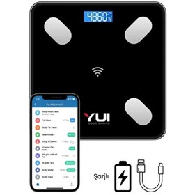 Resim Yui KB13 Akıllı Vücut Analiz Tartısı Yağ Su Kas Kitle Endeksi Kilo Ölçer Dijital Baskül 