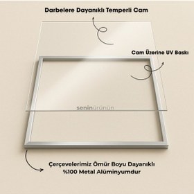 Resim Alüminyum Çerçeveli Gerçek Cama Baskı Sanat Temalı 3'lü Set Cam Tablo 0065 