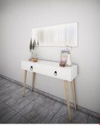 Resim Bicabin Elegance Asia 2 Çekmeceli Ahşap Ayaklı Aynalı Dresuar Beyaz 