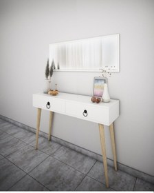 Resim Bicabin Elegance Asia 2 Çekmeceli Ahşap Ayaklı Aynalı Dresuar Beyaz 