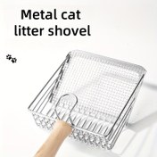 Resim 1 Adet Ağır Hizmet Tipi Paslanmaz Çelik Kedi Kum Küreği - İnce ve Geniş Elek Delikli, Topaklanan & Topaksız Kum İçin Büyük Metal Kürek, Kolay Temizlenebilir, Ergonomik Saplı, Dayanıklı Evcil Hayvan Aleti, Pas Dirençli Malzeme, Kediler için Bakım Esansiyeli 