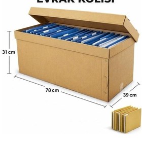 Resim Kolix 10 Adet Arşiv Kutusu Arşiv Kolisi Dosya Kutusu Klasör Kutusu Zımbalı Dosya Kutusu Karton Koli 78x39x31cm 