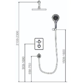 Resim Creavit Termostatik 2 Yollu Ankastre Duş Bataryası Mat Siyah 