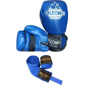 Resim Kogam Leon Blade Boks, Kick Boks Ve Muay Thai Eldiveni+Bandaj Mavi 