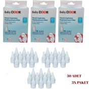 Resim 3'lü Paket Nasal Burun Aspiratöru Tek Kullanımlık Filtreli Yedek Uç 30 Adet 3pk 10 