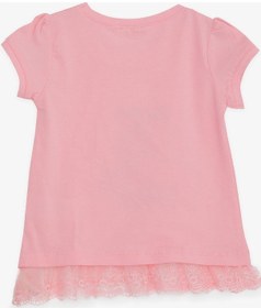 Resim Breeze Kız Çocuk Tişört Sevimli Kız Baskılı Beli Güpürlü 1-4 Yaş, Pembe-Pembe 