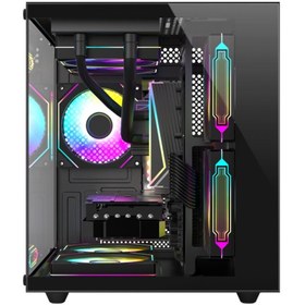 Resim XASER SİYAH CUBE 5X ARGB FAN TUŞ KONTROL 650W 80+ AKVARYUM KASA 