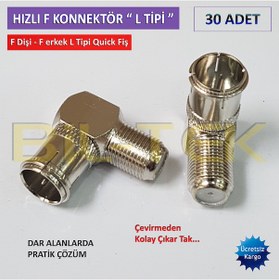 Resim Hızlı F Konnektör L Tipi Quick Fiş - 30 Adet 