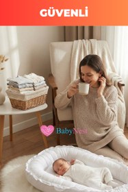 Resim Organik Pamuk Baby Nest – Düz Beyaz Premium Model – Yeni Doğan Yatak, Anti-Alerjik, Nefes Alabilen, Güvenli Uyku Alanı 