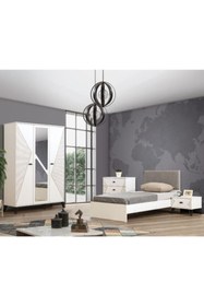 Resim Setay Safir Genç Odası - 3 Kapılı Dolap, Karyola, Komodin, Şifonyer 