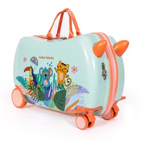 Resim Milk&Moo Jungle Friends Binilebilir Çocuk Valizi, 360° Tekerlekli, Ayak Destekli 
