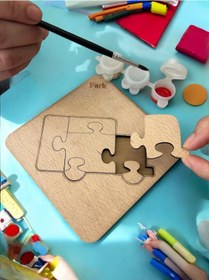Resim Plywood Ahşap Boyanabilir Çocuklar Puzzle Boya Setli 