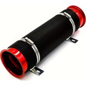 Resim Xuweiwei 1pc Araba Modifikasyonu Red Ayarlanabilir Emme Teleskopik Boru 76mm Turboşarj Hortumu 