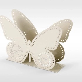 Resim BK Kişiye Özel Kelebek Metal Peçetelik - Bej 