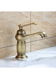 Resim İsaoğlu Yapı Antik Gold Banyo Bataryası Antik Gold Eskitme Lavabo Musluğu Vintage Armatür Gold 