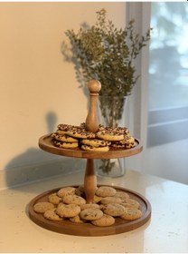 Resim Justwood 4'lü 2 Katlı Kek Standı 25 CM Pastalık 25 CM Risus 