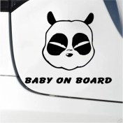 Resim Ne Verelim Size Panda Kafası Bebek On Board Tasarım Oto Sticker Siyah 15*8 cm 