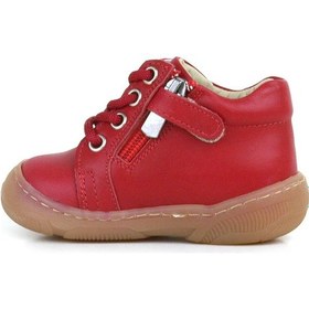 Resim Anatomik Yumuşak Hakiki Deri Fermuarlı Kırmızı Bebek Bot Ayakkabı Kırmızı 