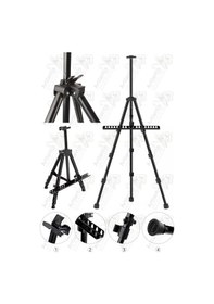Resim Metal Şövale 1 Adet Siyah Teleskopik Ayaklı Çantalı Resim Şövale Portatif Ayarlanabilir Tripod Üç Ayaklı Alümünyum 
