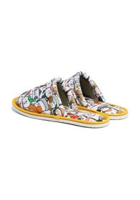 Resim Erkek Beyaz Kedi Desenli Yumuşak Tabanlı Ev Terlik Beyaz 