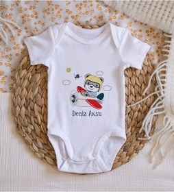 Resim Bitmeyenkartus Bk Kids Isimli Sevimli Pilot Tasarımlı Bebek Body Zıbın - Model 1 Çok Renkli 