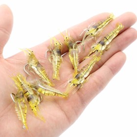 Resim 10 adet Işıltılı Silikon Karides Balıkçılık Yemleri saç tokası ile - Bakır/PVC Gerçekçi Yumuşak Karides Yemleri Sazan ve Tatlısu Balıkçılığı için - Gece Balıkçılığı Temel Malzeme Aksesuarı 
