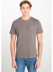 Resim Regular Fit Normal Kesim Bisiklet Yaka Pamuklu Antrasit Tişört Anthracite 