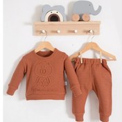 Resim Bear Gofre Kabartmalı 2'li Erkek Bebek Takımı Kahve Kahverengi 