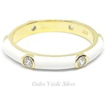 Resim Güler Yüzlü Silver İthal Beyaz Mi̇neli̇ Taşli Gümüş Yüzük 