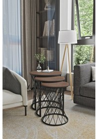 Resim Emga Home Zenith Zigon Sehpa - Ceviz Ceviz 