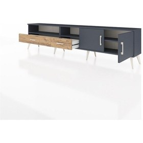 Resim Arges Tv Ünitesi 3 Raflı 2 Çekmeceli 2 Kapaklı 220x30x51 Antrasit-antrasit/çam Antrasıt/atlas Çam - Antrasıt 