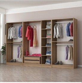 Resim Minar Kale 7 Bölmeli 2 Ç Giyinme Dolabı Dore 210cm Ceviz 