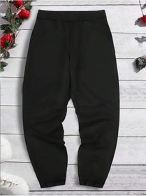 Resim Hypemode Floral & Letter Graphic Drawstring Waist Eşofman Altı Siyah 