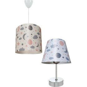 Resim Evlight Ikili Çocuk Odası Abajur Avize Seti 