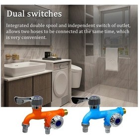 Resim Tongxida Yeşil Seramik+metal 1/2 İğne, Çift Su Çıkışı, Mutfak-balkon-banyo Multifonksiyonlu Musluk Sebze Yıkama, Çiçek Sulama, 