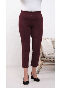 Resim Paw Garage Likralı Bordo Büyük Beden Dar Paça Pantolon, 4 Mevsim, Vücudu Toplayan Pantolon Bordo 