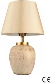 Resim Dekoratif Seramik Abajur Modern Masa Lambası, Krem Renk, E27 Duy, Tek Ampul, 31–45 cm – Bonnes Handmade 