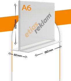 Resim Genel Markalar A6 T Tipi Yatay Masa Üstü 10'lu Paket / 2.8 Mm Şeffaf Pleksi Föylük / Broşürlük 