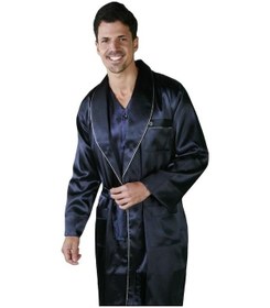 Resim Ancelo 333 Saten Pijama Takım Ve Robdöşambr 3lü Damat Çeyiz Set Lacıvert 