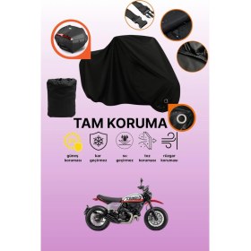 Resim Dokaca Siyah Kilit ve Arka Çanta Uyumlu Ducati Scrambler Urban Motard Uyumlu Motor Brandası Koruyucu Örtü 