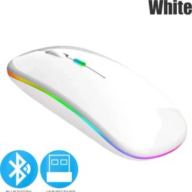 Resim Jingyi Bluetooth 5.0 Kablosuz Fare Dizüstü Bilgisayar Pc Macbook Oyun Faresi 2.4 Ghz USB Şarj Edilebilir Rgb Işık Güç Göstergesi (Yurt Dışından) 