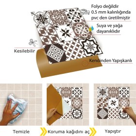 Resim Tink Kendinden Yapışkanlı Karma Kahveli Siyah Desenli Pvc Karo 30X30 cm (56 Adet) 5m2 