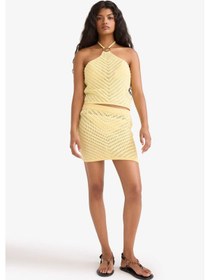 Resim Defacto Slim Fit Dar Kesim Kroşe Mini Etek G1199ax25hsyl183 Sarı 