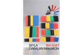 Resim 164 Adet Renkli Makaron Isıyla Daralan Şarj Kablosu Yalıtım Tamir Bandı Kablo Fiş Koruyucu 
